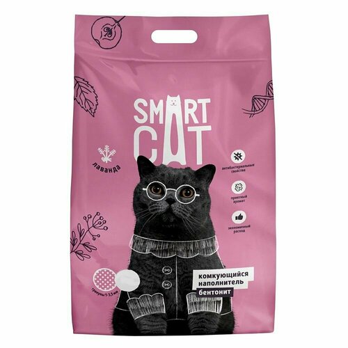 Наполнитель Smart Cat комкующийся, бентонит: Лаванда