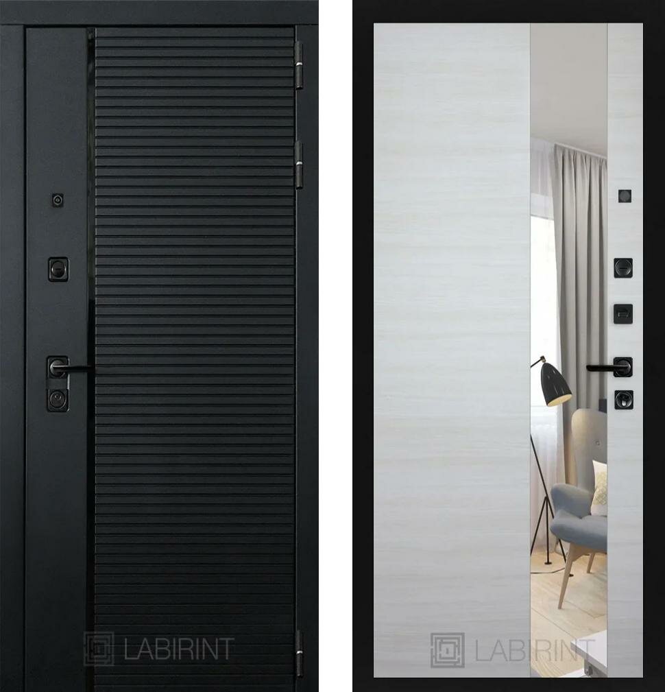 фото Входная дверь Labirint Piano с зеркалом 880x2050, открывание левое