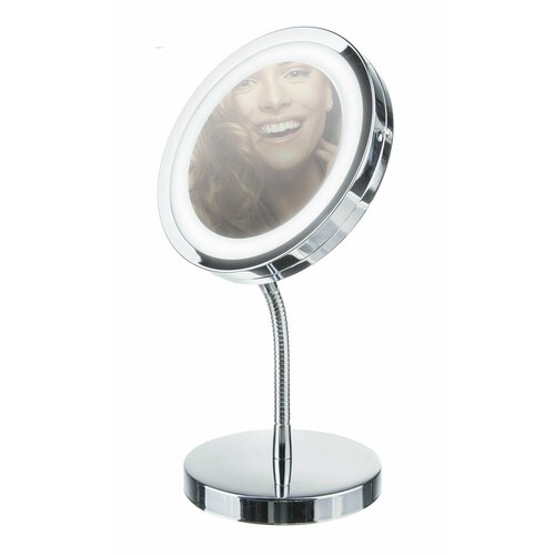Зеркало с подсветкой светодиодное для макияжа круглое Camry AD 2159 косметическое, гибкое, 3-кратное увеличение, диаметр 15 см, регулировка наклона
