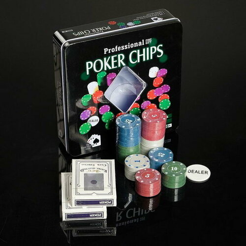 Покер, набор для игры покер в кейсе sima land 200 фишек 5 кубиков 2 колоды карт с номиналом вес фишки 13 г 41 x 35 см