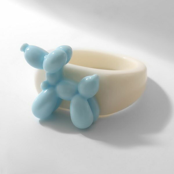 Кольцо "Собачка" из воздушных шаров, цвет бело-голубой, 17 размер