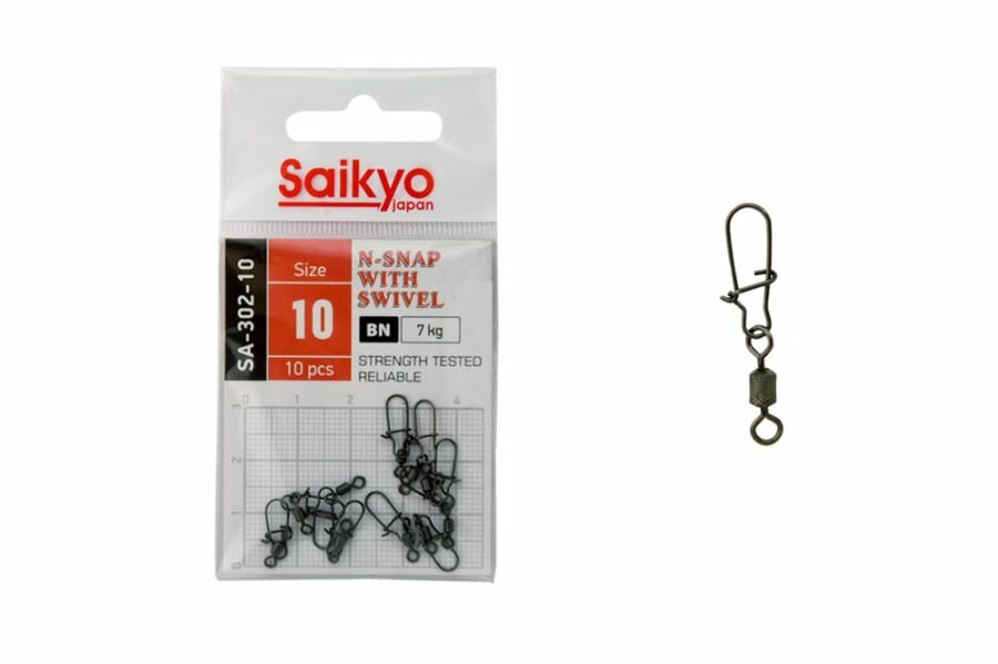 Вертлюг с застежкой Saikyo SA-302-10 ( 1 упаковка по 10 штук)