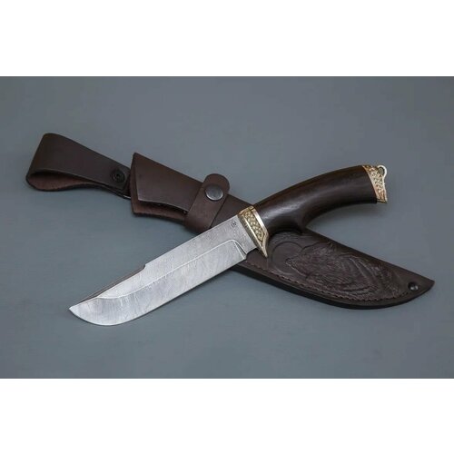 фото Нож из дамасской стали «варяг», рукоять литье мельхиор, черный граб - кузница сёмина кузница сёмина юрия михайловича