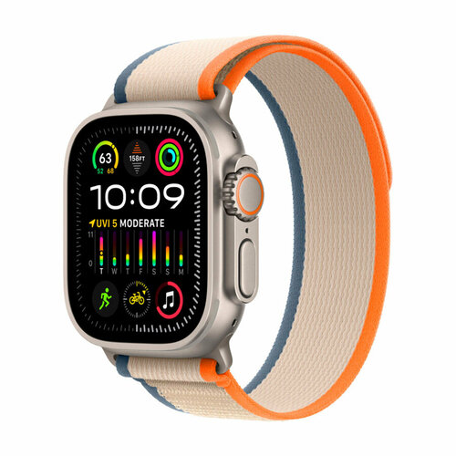 Часы Apple Watch Ultra 2 49mm Titanium Case OrangeBeige Trail Loop ML 8843200₽