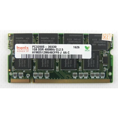 Оперативная память Hynix 1 ГБ DDR 400 SO-DIMM PC3200S-30330 1Gb 1 шт 124700₽