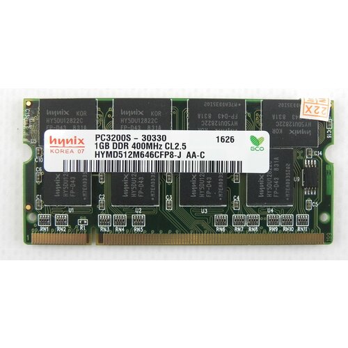 Оперативная память Hynix 1 ГБ DDR 400 SO-DIMM PC3200S-30330 1Gb 1 шт. оперативная память 2 гб 1 шт hynix ddr2 800 so dimm 2gb