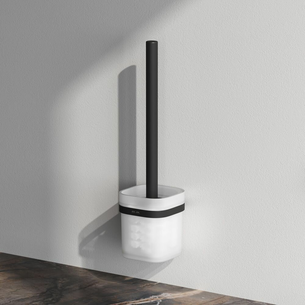 фото Ершик для унитаза AM.PM Func A8F33322 черный, с настенным держателем, стойка с туалетной щеткой, гарантия 5 лет,