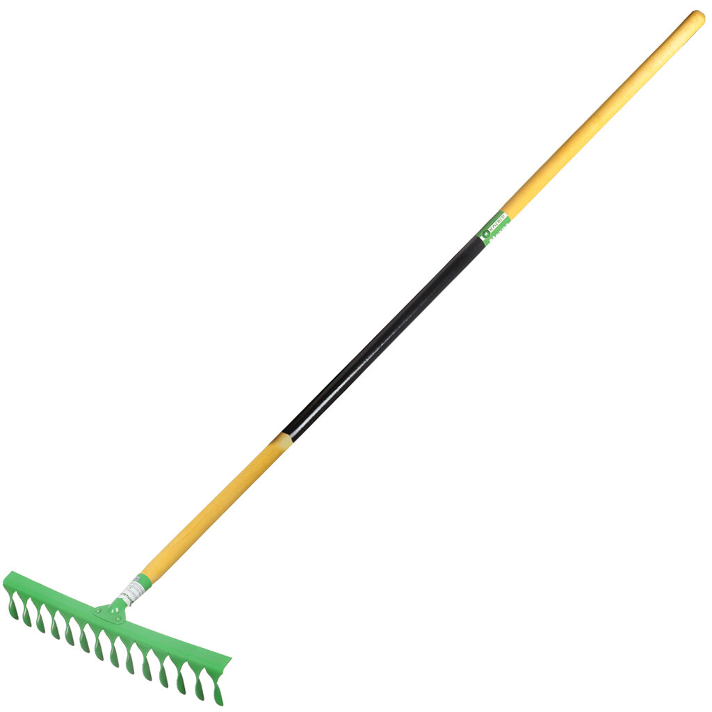 фото Грабли витые, 14 зуб, Клевер, окрашенные, садовые, черенок деревянный