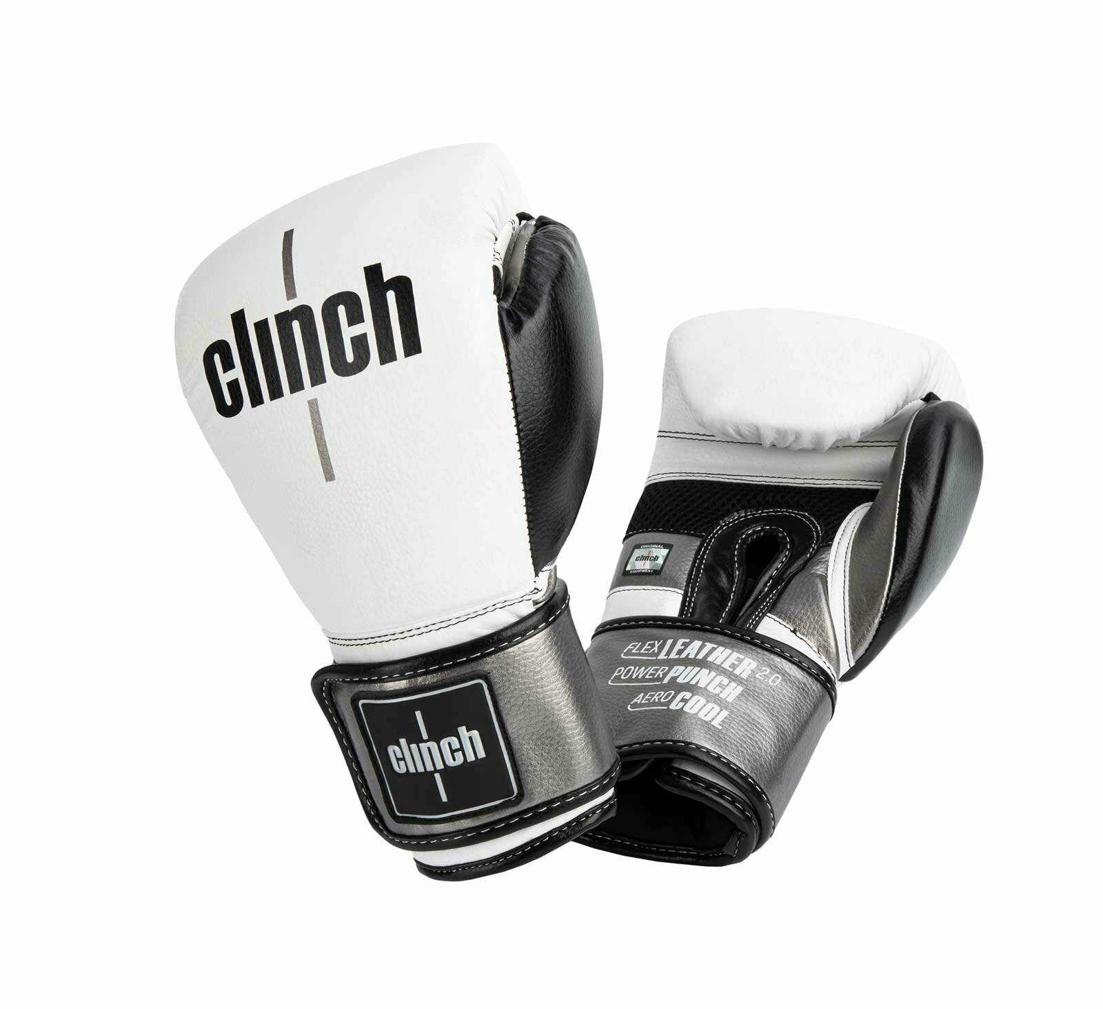 Перчатки боксерские Clinch Punch 2.0 бело-черно-бронзовые (вес 10 унций)