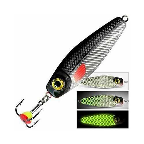 Блесна для рыбалки зимняя AQUA светлячок 12,5g, цвет 001 (серебристо-черная спинка) 1 штука