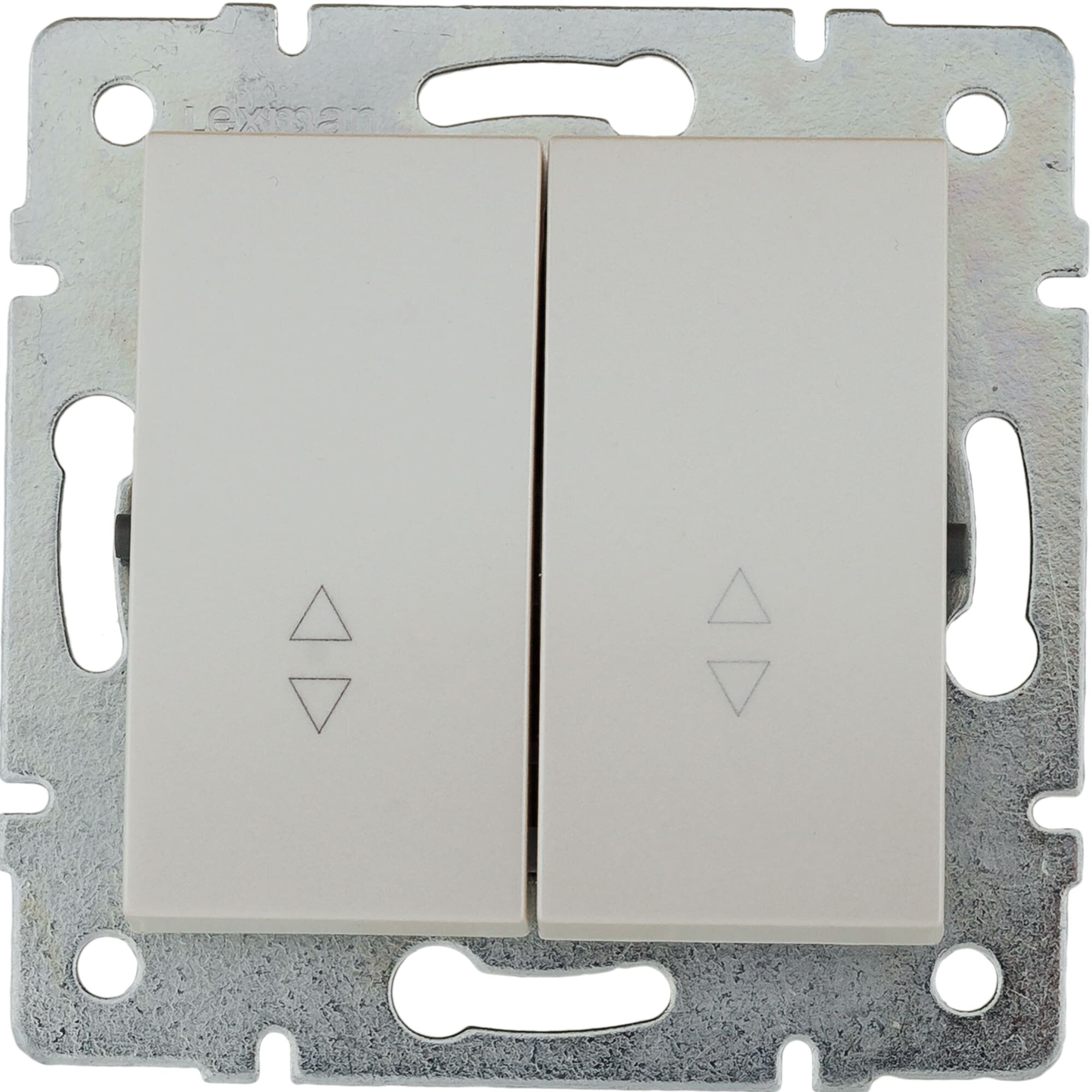 фото Переключатель встраиваемый Lexman Виктория 2 клавиши, цвет жемчужно-белый матовый