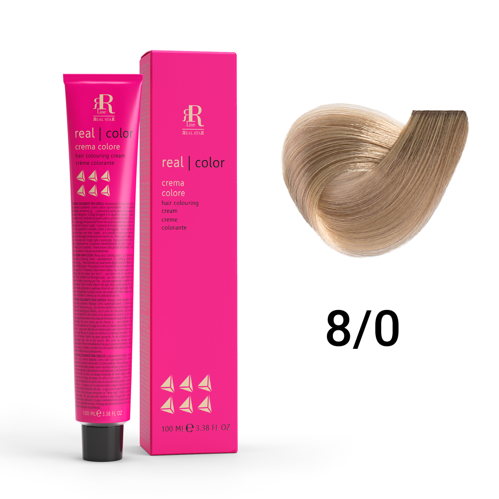 Крем - краска для волос профессиональная RR Line Colouring Cream 8/0 Светлый русый Натуральный 100 мл