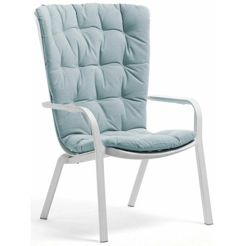 Лаунж-кресло пластиковое с подушкой ReeHouse Folio Белый, Голубой