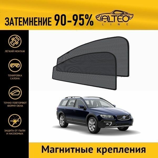 Автошторки ALTEO PREMIUM на Volvo XC70 3рестайлинг (2013-2016) на передние двери на магнитах с затемнением 90-95%