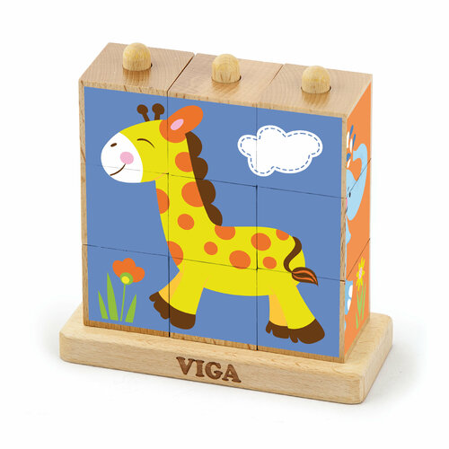 Развивающие игрушки из дерева Viga Toys Пирамидки-кубики 'Дикие животные' 50834