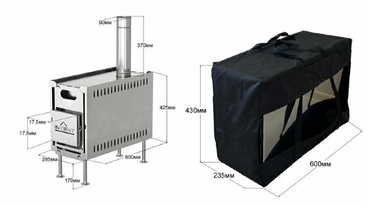 Печь Intent для мобильной (походной) туристической бани и зимней палатки - фотография № 5