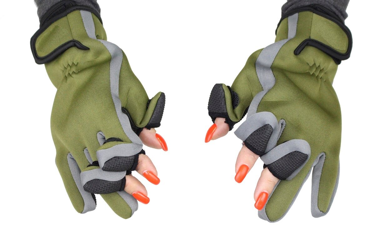 Перчатки для зимней рыбалки непромокаемые цвет олива (размер: xl)