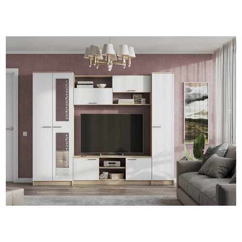 Гостиная готовая KAPIOVI LUCIO дуб сонома белые фасады 35340₽