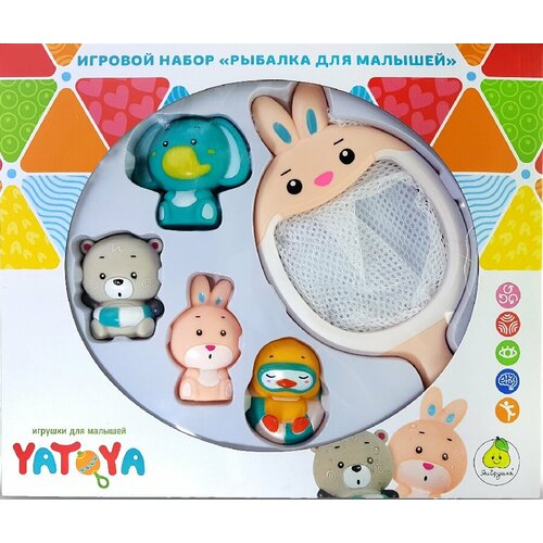Yatoya Набор игрушек для ванной Сачок-Зайчик 12315 с 6 месяцев набор для ванной яигрушка сачок зайчик бежевый
