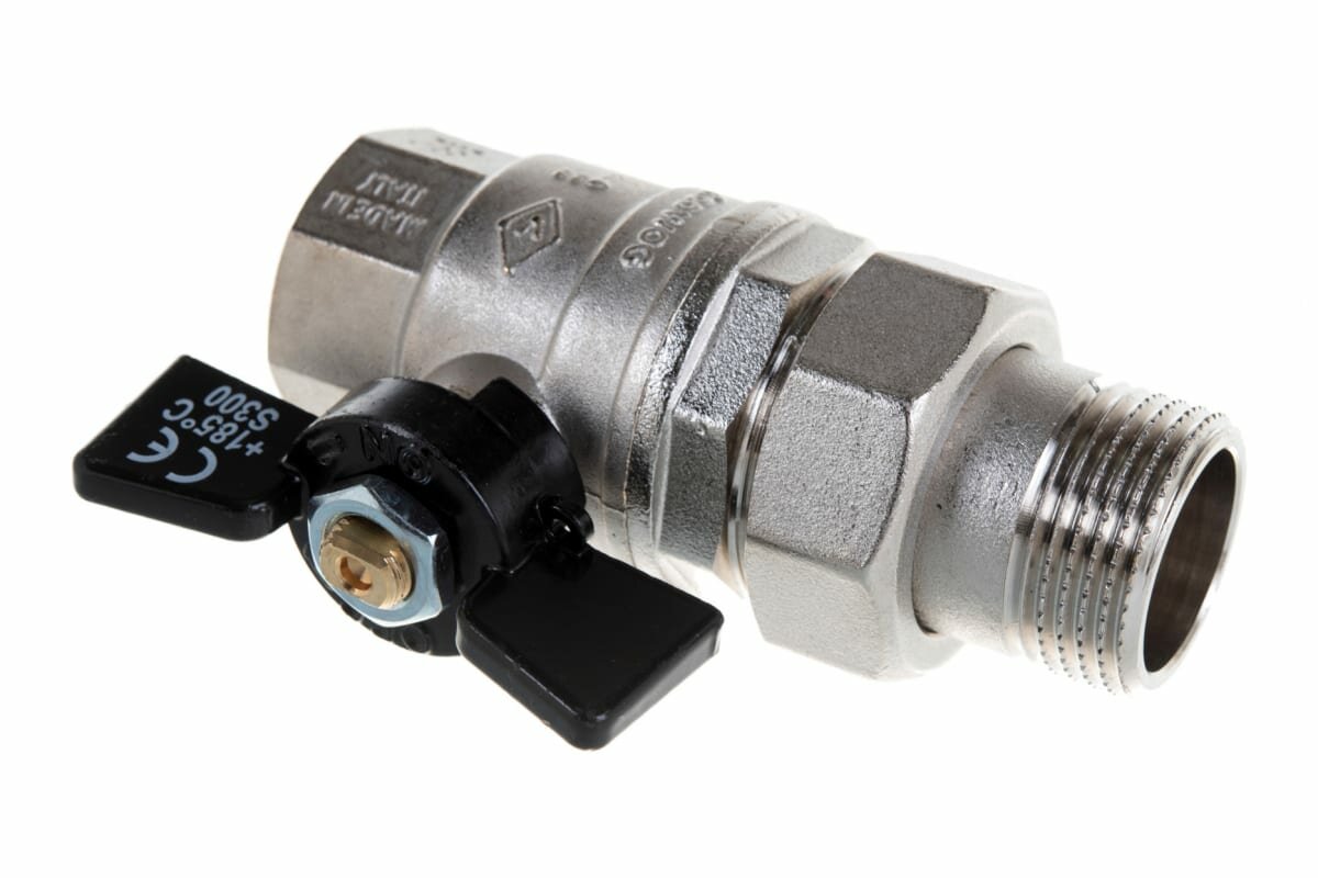 фото 03220037 Bugatti Oregon муфтовый (ВР/НР) Кран шаровый, латунь, с накидной гайкой Ду 25 (1")