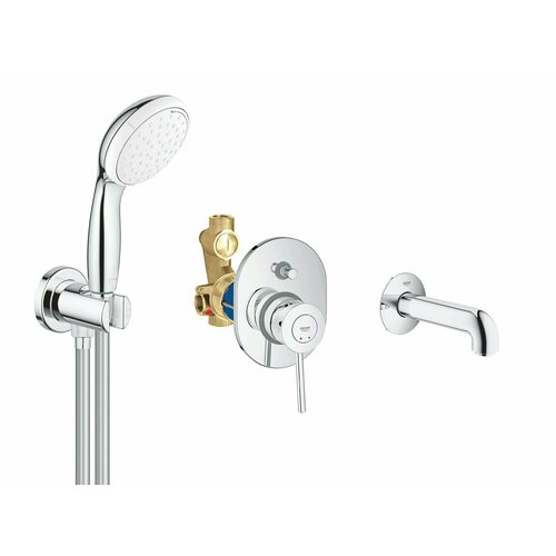 Набор для ванны с изливом и душевым гарнитуром Grohe BauClassic, хром ручной душ grohe vitalio comfort 100 new iii 2 режима хром 26092000