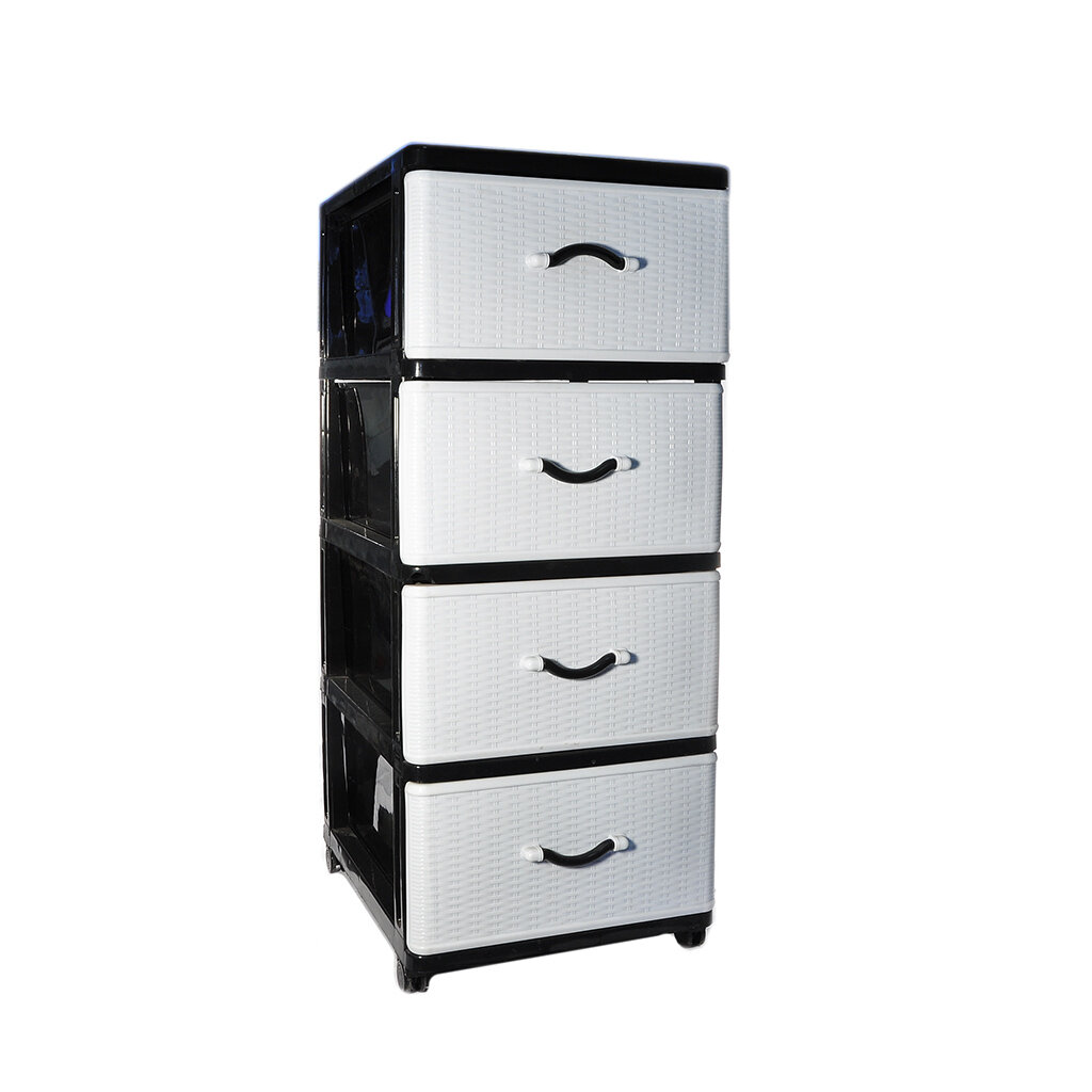 фото Комод 4 ящика, Дюна, 40х50х94 см, черно-белый, 04014, Dunya Plastik