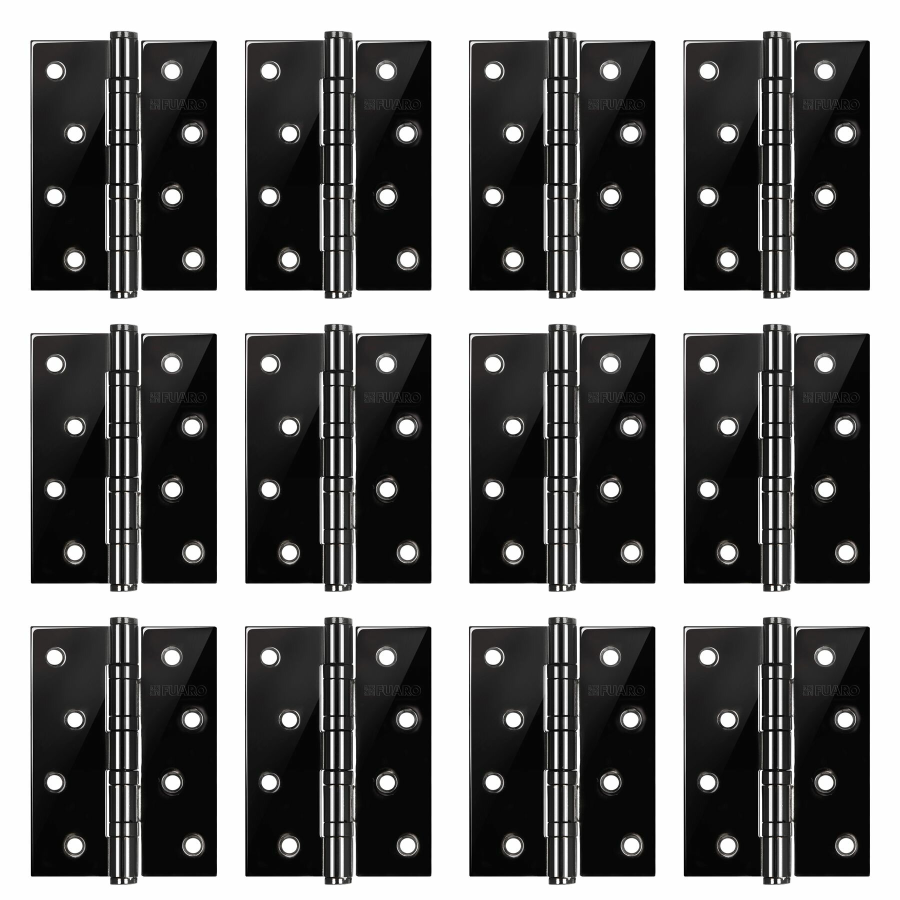 Петля универсальная Fuaro IN4400U-BL BN (4BB/BL 100x75x2,5), чёрный глянец, в блистере (комплект 12 штук)