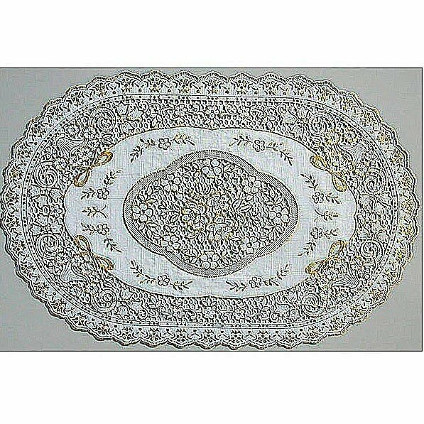 фото Салфетка Ажурная ПВХ Grace 92х40 см овал, цвет бежевый