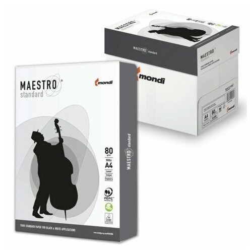 Бумага Maestro Standart, A4, 80г/м2, 98% ISO, 5 пачек по 500 листов