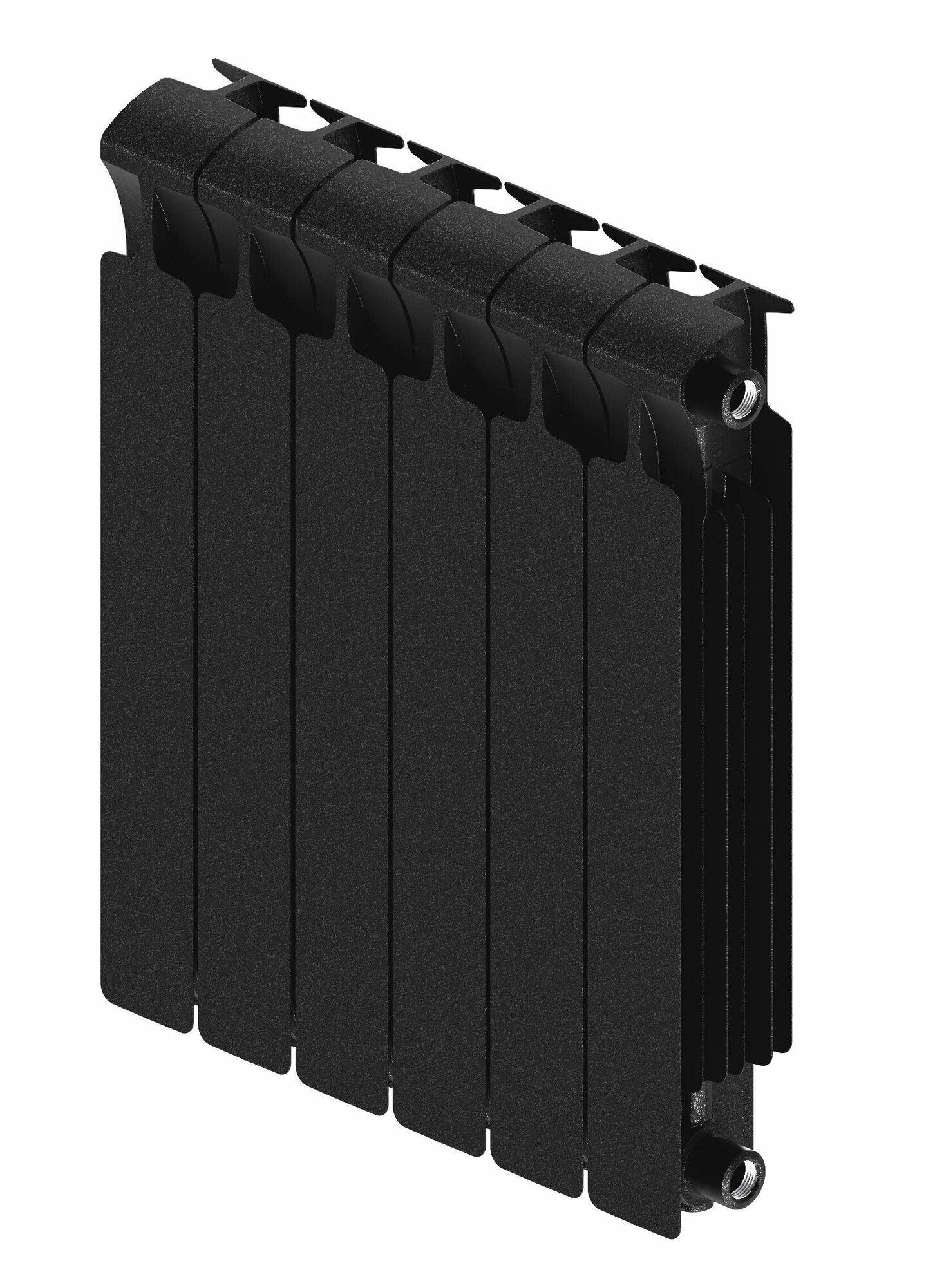 БиМеталлический радиатор Rifar Monolit Ventil 500 \ 6 секций \ 50мм с нижним левым подключением Антрацит RAL 9005