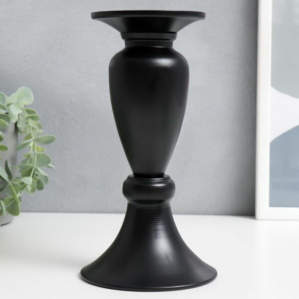 фото Подсвечник металл на 1 свечу "Атмосфера" чёрный матовый 22х11,5х11,5 см