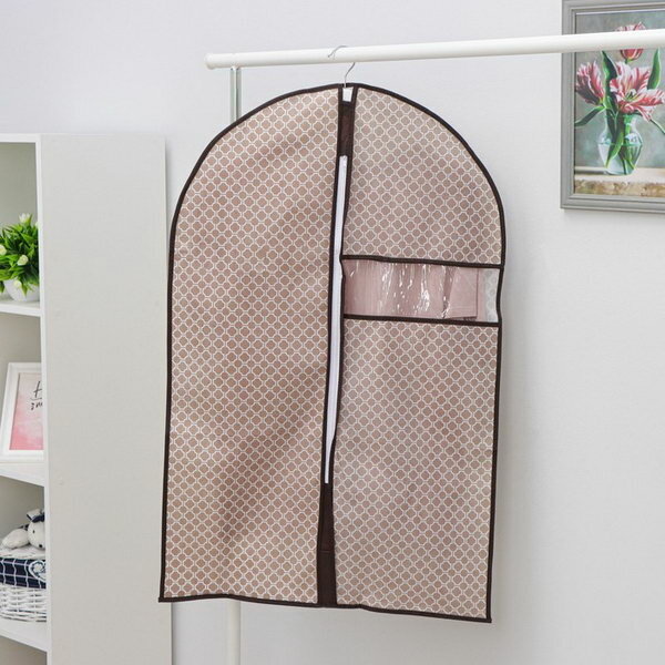 Чехол для одежды с ПВХ окном "Браун", 90x60 см, цвет коричневый