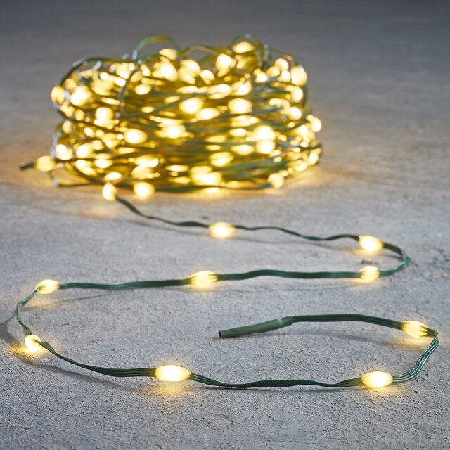 фото Edelman Светодиодная гирлянда Роса Micro Flex 7.5 м, 100 теплых белых LED ламп, зеленый провод, контроллер, таймер, IP44 85445