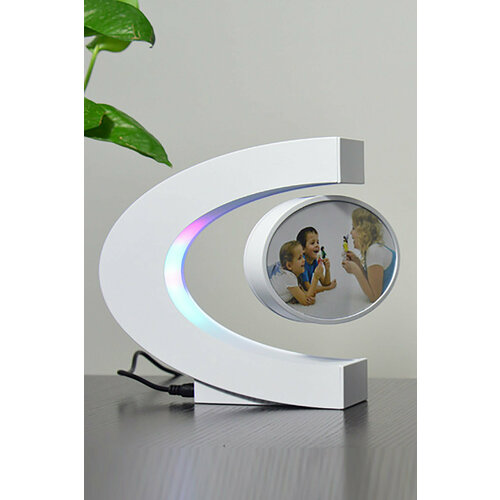 Левитирующая фото-рамка Овал в С-образной рамке белая