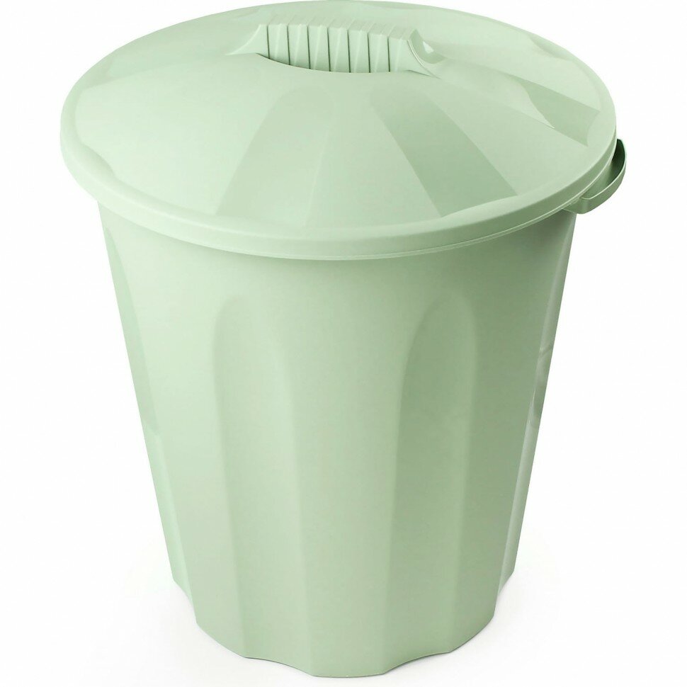 Бак пластиковый для мусора 40 литров Verde с крышкой, цвет оливковый
