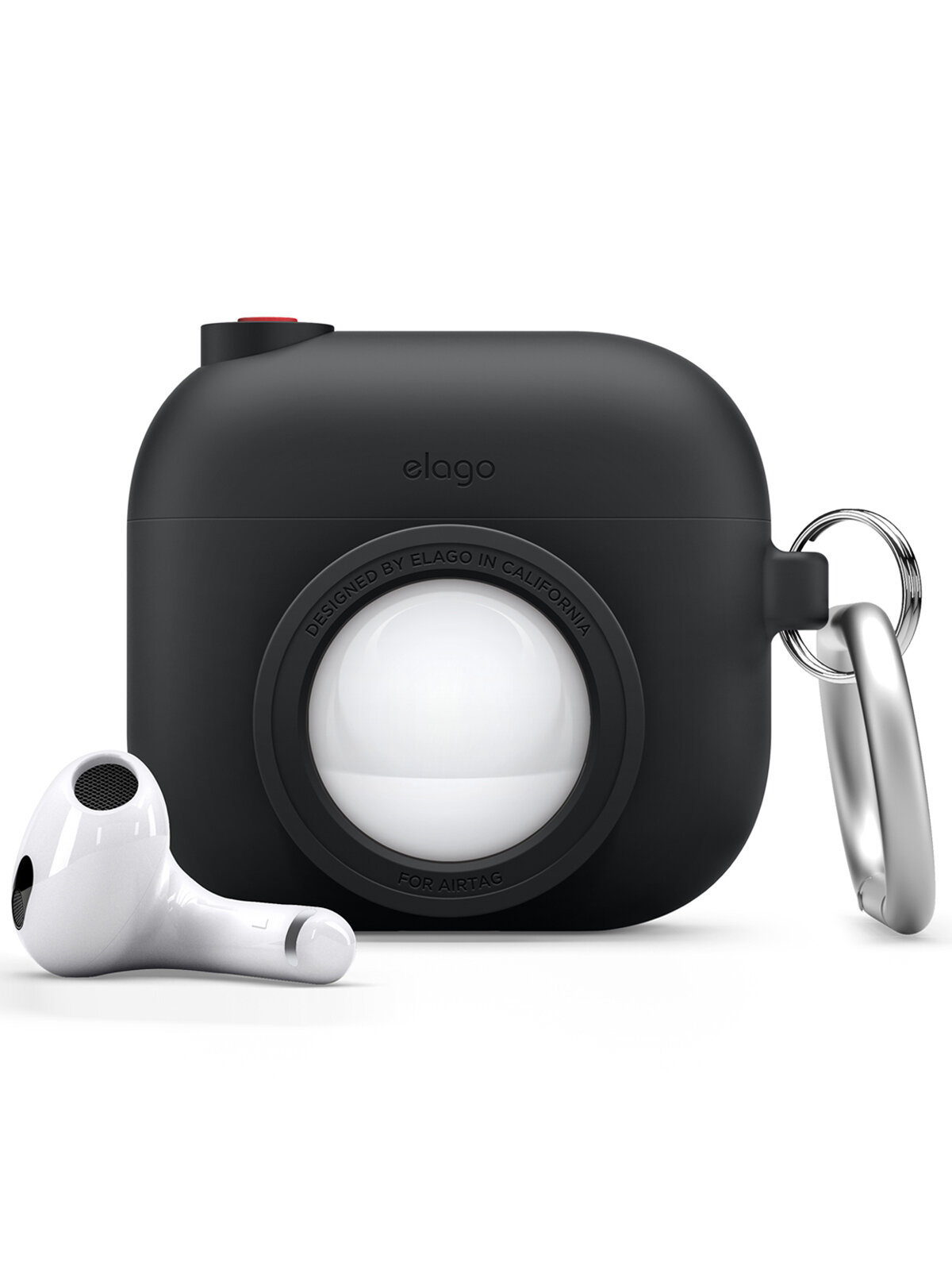 Elago для AirPods 3 чехол Unique AT Snapshot Silicone hang case Black