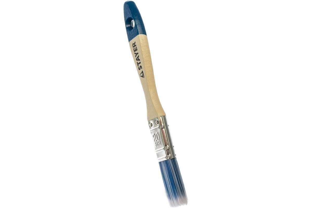 Плоская кисть STAYER Aqua 20 мм 3/4" искусственная щетина деревянная ручка 01032-020
