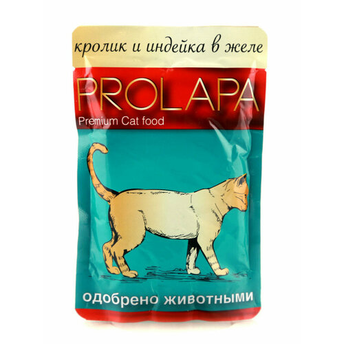 Prolapa Premium влажный корм для взрослых кошек с кроликом и индейкой в желе, в паучах - 100 г х 12 шт
