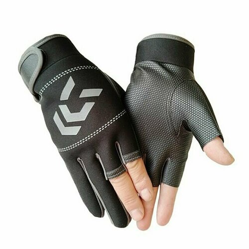 фото Перчатки для рыбалки gore-tex / трехпалые / черные / пара/ перчатки без пальцаев winner