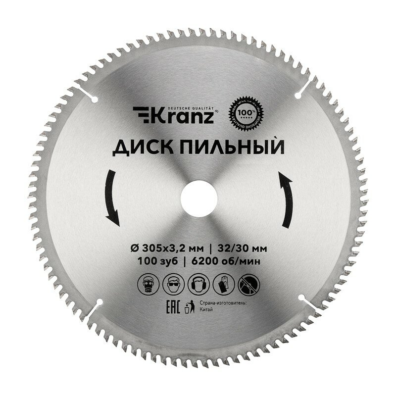 фото Kranz KR-92-0136 Диск пильный 305 мм х 100 зуб х 32/30 мм 1 шт.