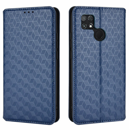 чехол книжка mypads elegante pattern rombo для huawei enjoy 60x huawei nova y91 из качественной импортной кожи с 3d узором коричневый с магнитн Чехол-книжка MyPads Elegante pattern Rombo для Poco C40 из натуральной кожи с 3d узором синий