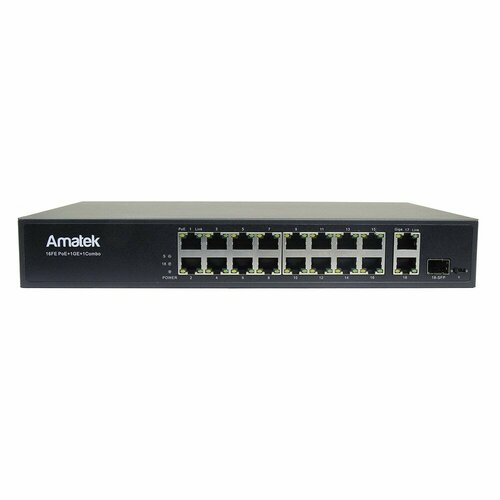 Коммутатор PoE Amatek AN-S18P16-300 7000830 коммутатор mikrotik routerboard 260gs 5 портов 10 100 1000mbps