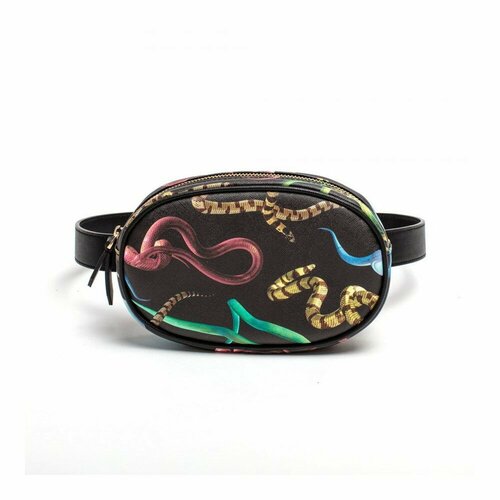 Сумка багет Seletti Поясная сумка Seletti Snakes фактура гладкая черный 16230₽