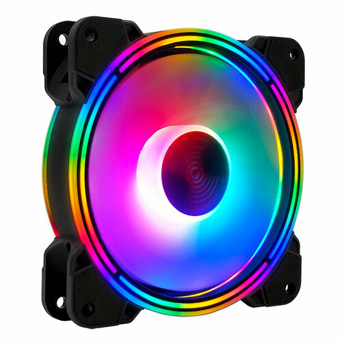 Вентилятор-кулер для компьютера MyPads 120 мм c подсветкой RGB 4 пин led бесшумный-тихий разноцветный 1200 обр шлейф переходник с 6 на 4 пин кулер wm