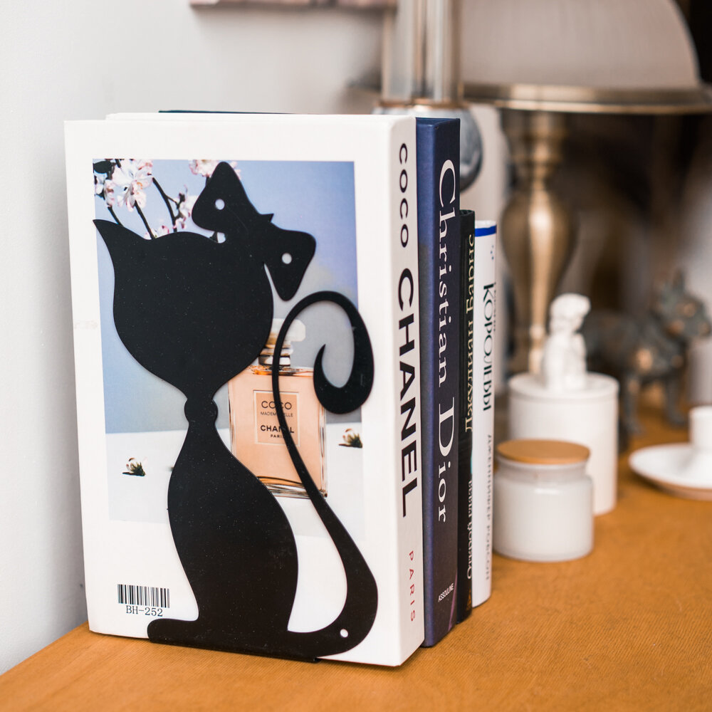 Ограничитель металлический для книг 2 шт. на полке 705-004В цвет черный