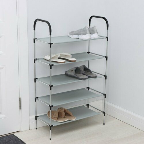 Полка для обуви 5 ярусов 60х30х102 см цвет серый 1215₽