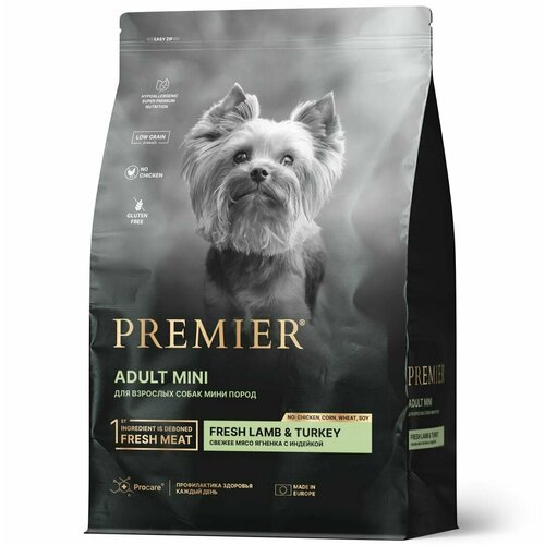 Сухой корм Premier Dog Lamb & Turkey ADULT Mini (Свежее мясо ягненка с индейкой для собак мелких пород) 3 кг