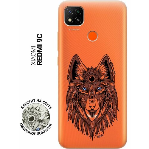 Ультратонкий силиконовый чехол-накладка ClearView 3D для Xiaomi Redmi 9C с принтом Grand Wolf ультратонкий силиконовый чехол накладка clearview 3d для xiaomi redmi 9a с принтом grand bull