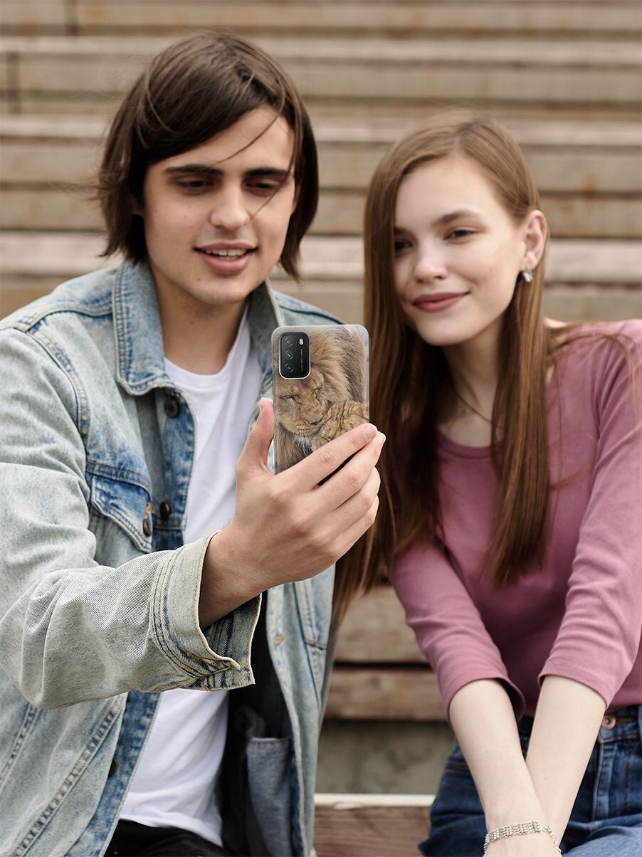 Ультратонкий силиконовый чехол-накладка для Xiaomi Poco M3 / Redmi 9T с принтом "Милые львы" — фото 6