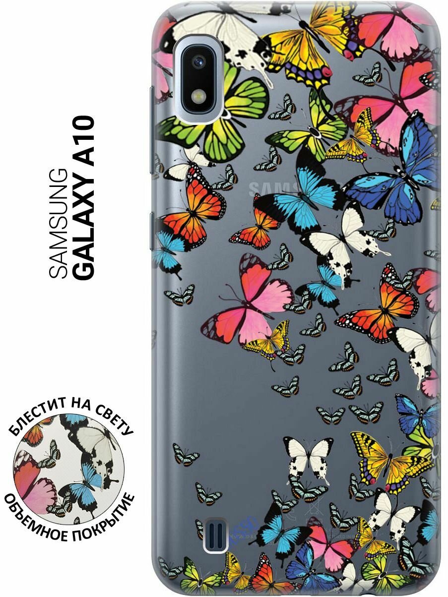 Ультратонкий силиконовый чехол-накладка для Samsung Galaxy A10 с 3D принтом "Magic Butterflies"